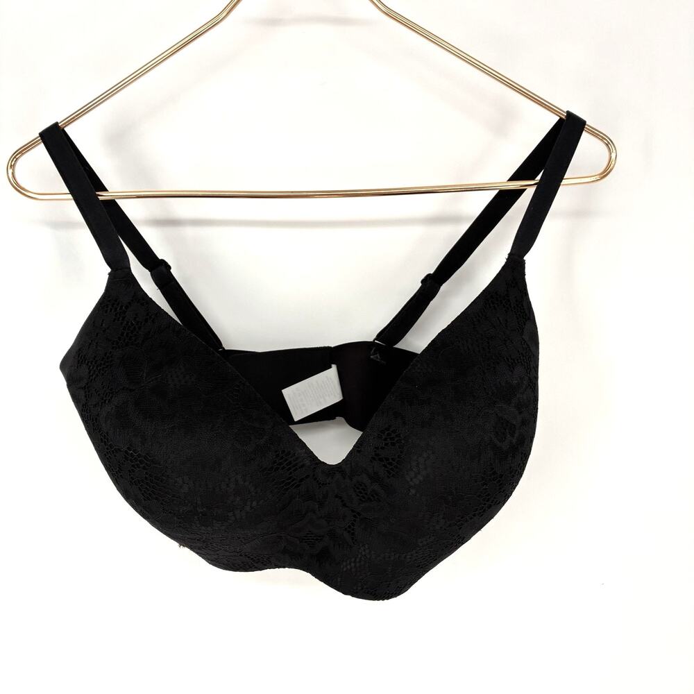 Knix Wing Woman Contour Wireless Seamless Lace Black Bra Size 6+